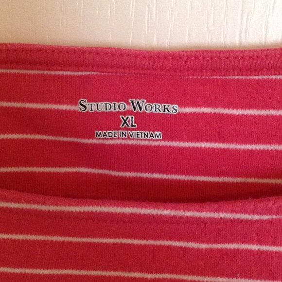 Studio Works Women's Size XL Pink Stripped Top T-Shirt 3/4 Sleeves - Picture 6 of 8